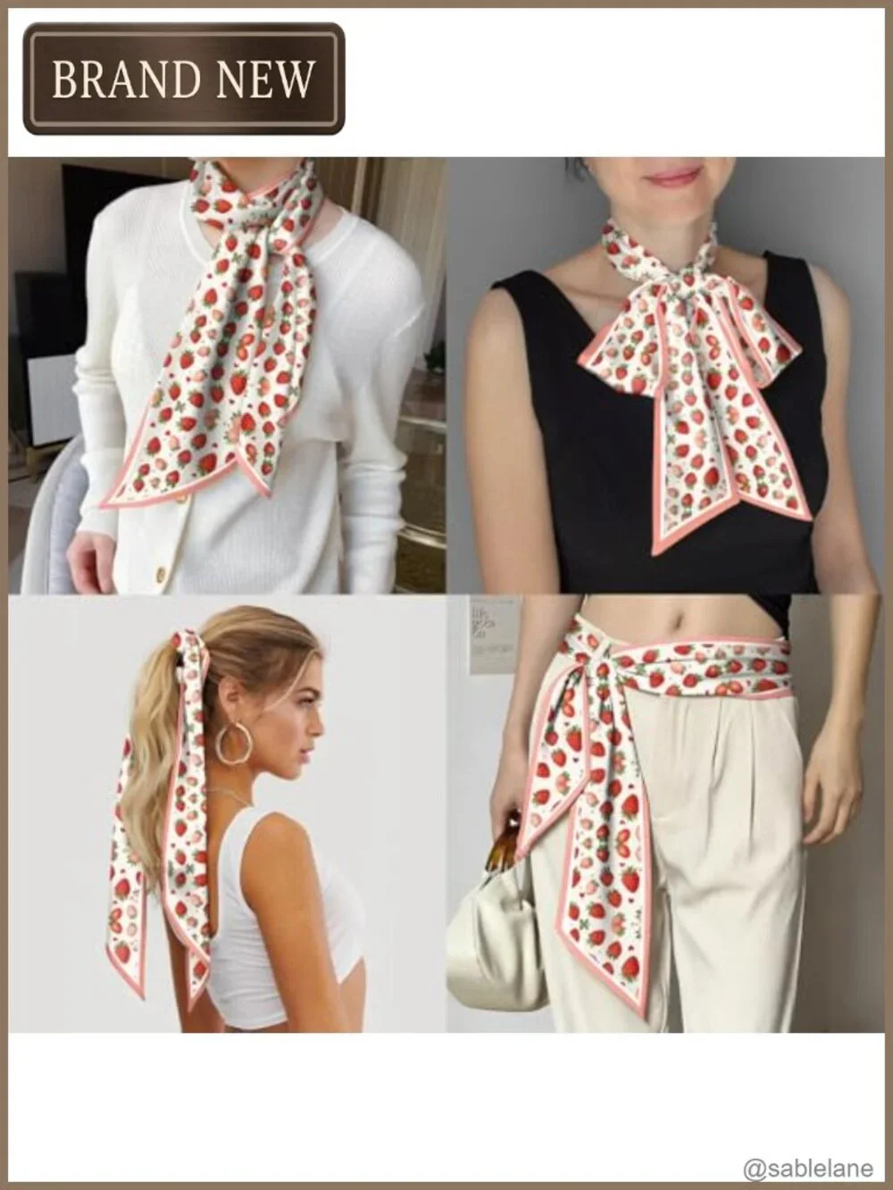 Polyester Satin Silk Feeling Scarf Long Thin Fashion Scarf Hair Neck Handbag